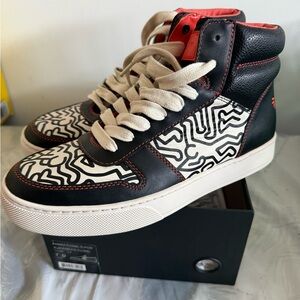 Coach High-Top Men's Sneakers in Black, White & Red